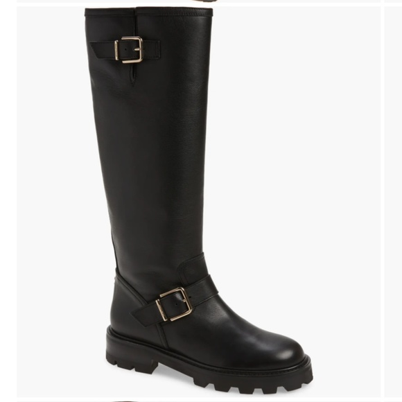 Jimmy Choo Shoes - NIB $995 Jimmy Choo Biker II Tall Boot in Black Leather - size 37 EU  / 7 US!